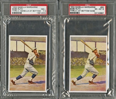 1932 Sanella Margarine Babe Ruth PSA Graded Collection of 2